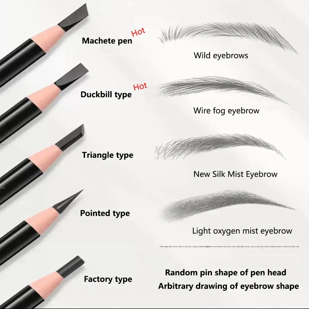 Frost Glow Cosmetics eyebrow pencil. Waterproof, long-lasting, feather-light formula for natural brow lift & professional definition.