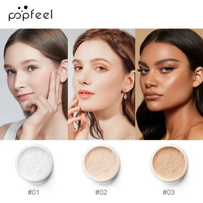 Discover Frost Glow Cosmetics 3-color lightweight oil-control loose powder. Waterproof, long-lasting, no-cake, flawless finish.