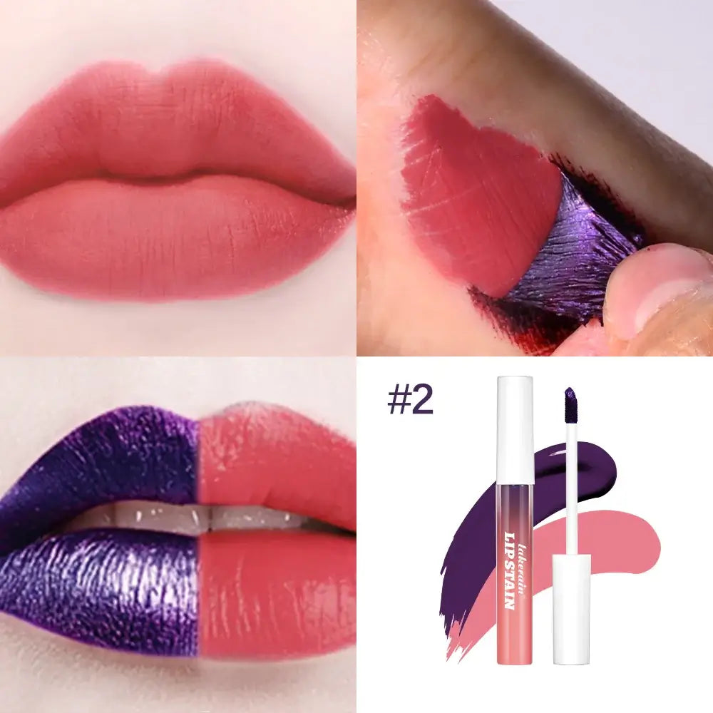 Frost Glow Cosmetics 3-color peel-off liquid lipstick. Waterproof, moisturizing, no fading lip gloss for bold & lasting tattoo effect.