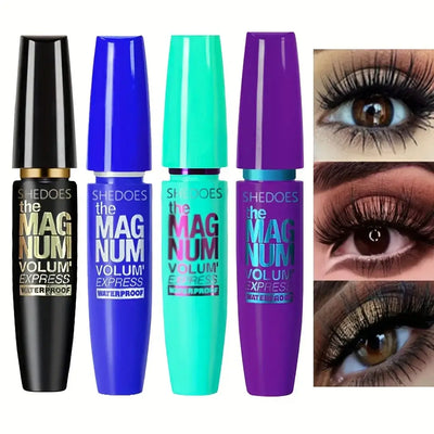 Frost Glow Cosmetics 4D black mascara. Waterproof liquid fiber formula for thickening, lengthening & curling lashes all day.