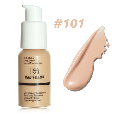 Frost Glow Cosmetics matte waterproof foundation offers full coverage, long-lasting wear, concealing imperfections with a flawless finish.