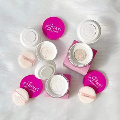Discover Frost Glow Cosmetics 3-color lightweight oil-control loose powder. Waterproof, long-lasting, no-cake, flawless finish.