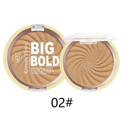 Frost Glow Cosmetics Pressed Powder with bronzer and highlighter showcased with models demonstrating a radiant glow.