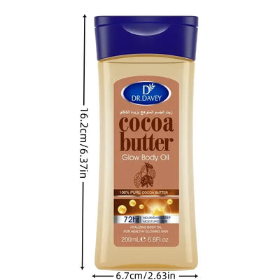 Nourishing cocoa butter body oil for glowing, hydrated skin. Smooths, softens & revitalizes. Suitable for all skin types.