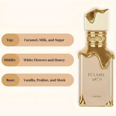 Sweet, long-lasting floral gourmand perfume with caramel, milk, honey, vanilla & musk. A feminine Eau De Parfum in 100ml.