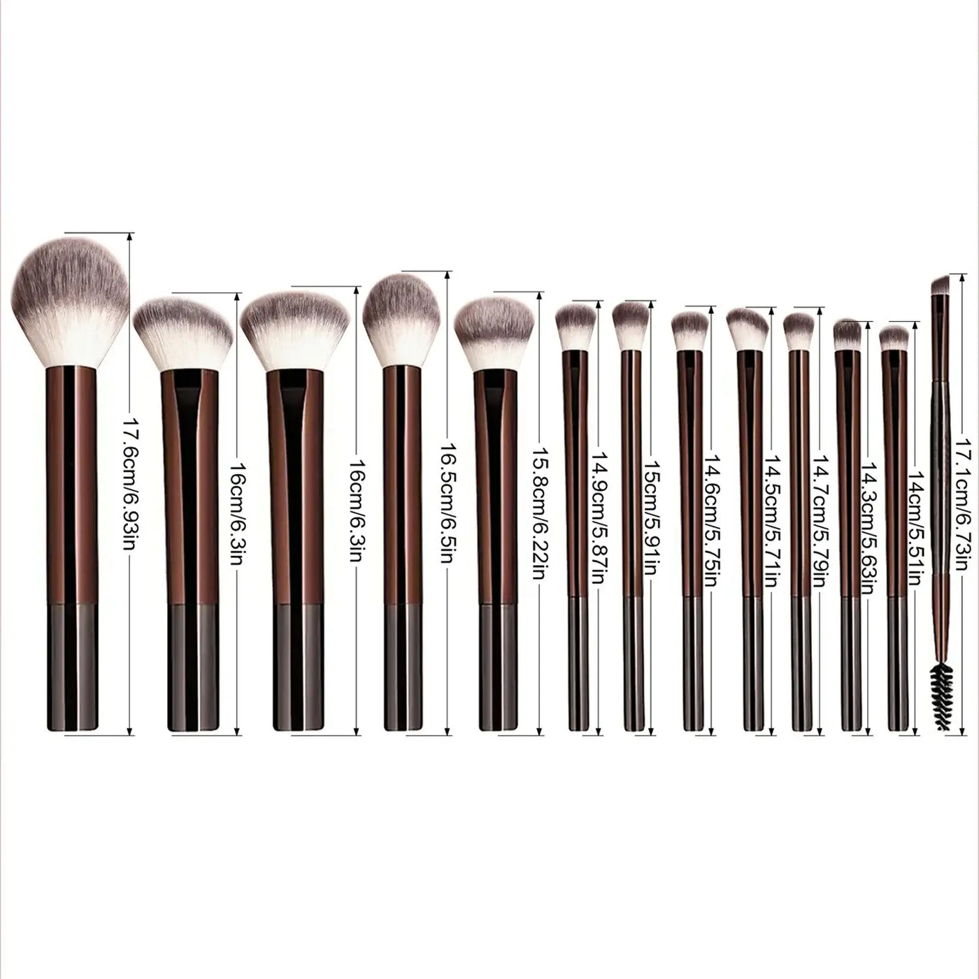 Professional 13pcs makeup brush set with kabuki, foundation, blush & eyeshadow brushes. Achieve flawless blending with Frost Glow Cosmetics.