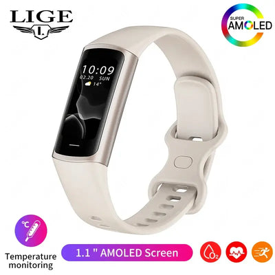 2025 Frost Glow Cosmetics smart bracelet fitness tracker. Waterproof band for men & women, phone-connected, Android & iOS watch.