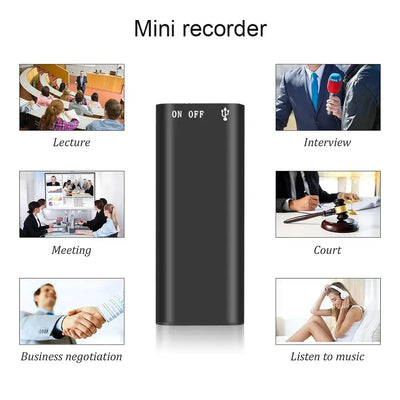 Frost Glow Cosmetics 3-in-1 mini digital voice recorder with MP3 player, 192Kbps WAV audio recording & professional design.