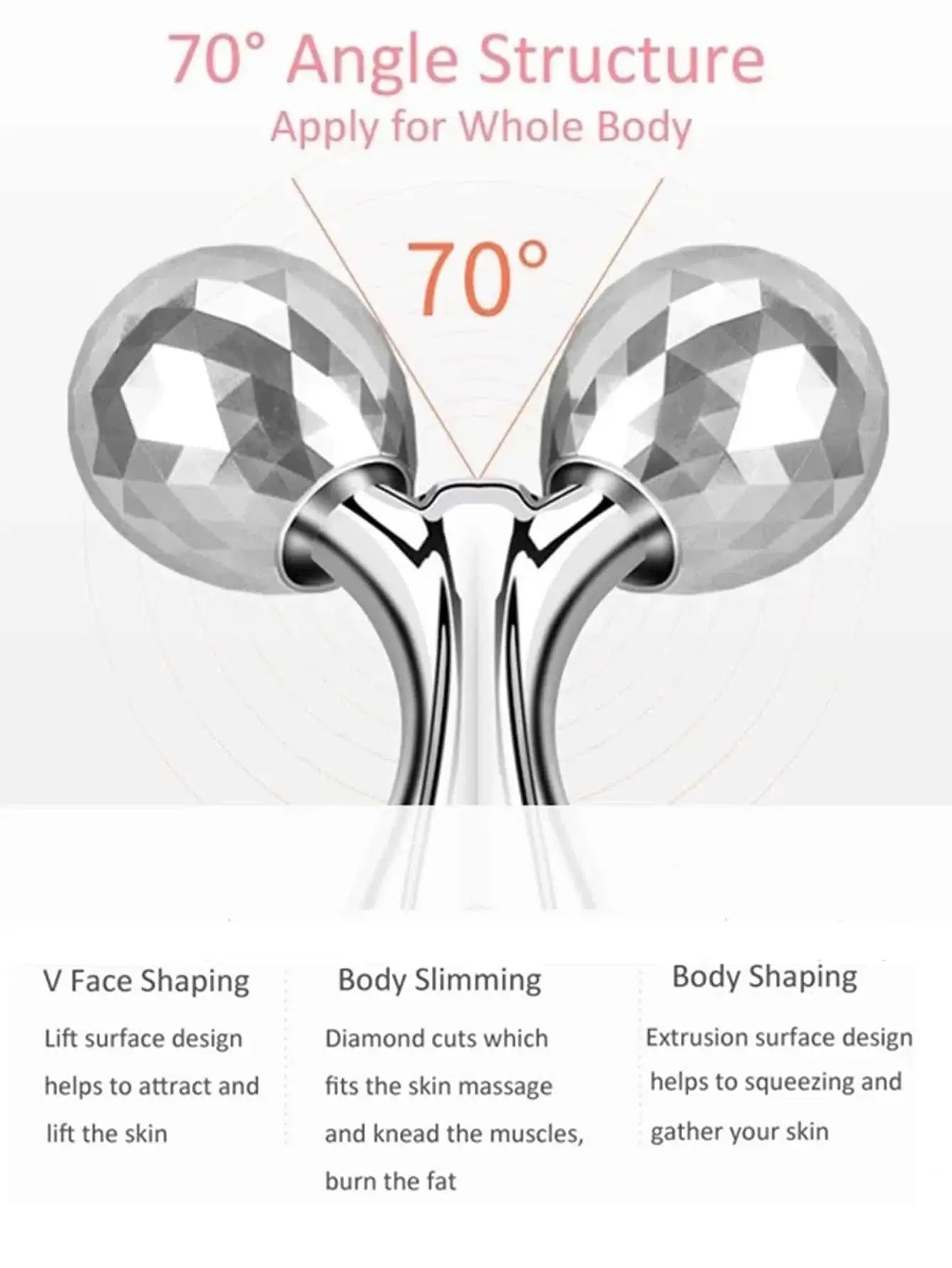 3D Y-shape face roller massager for lifting, tightening & wrinkle reduction. 360° rotation for face & body care. Shop Frost Glow Cosmetics skincare tools.