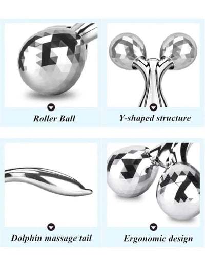 3D Y-shape face roller massager for lifting, tightening & wrinkle reduction. 360° rotation for face & body care. Shop Frost Glow Cosmetics skincare tools.