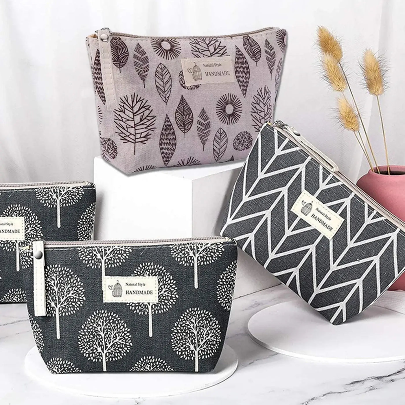 Stylish 3pcs cosmetic pouch set for girls. Portable, printed, and perfect for organizing makeup & accessories. Shop Frost Glow Cosmetics today!