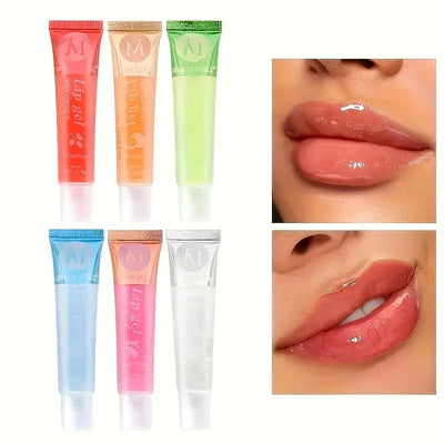 Frost Glow Cosmetics 6Pcs Lip Gloss & Oil Set with VE, rosehip, argan, peppermint, aloe & coconut. Moisturizing, plumping & glossy.