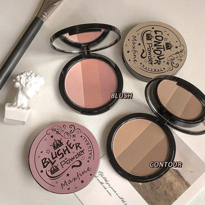 Frost Glow Cosmetics bronzer palette featuring blush and contour powders in elegant packaging, ideal for flawless makeup.
