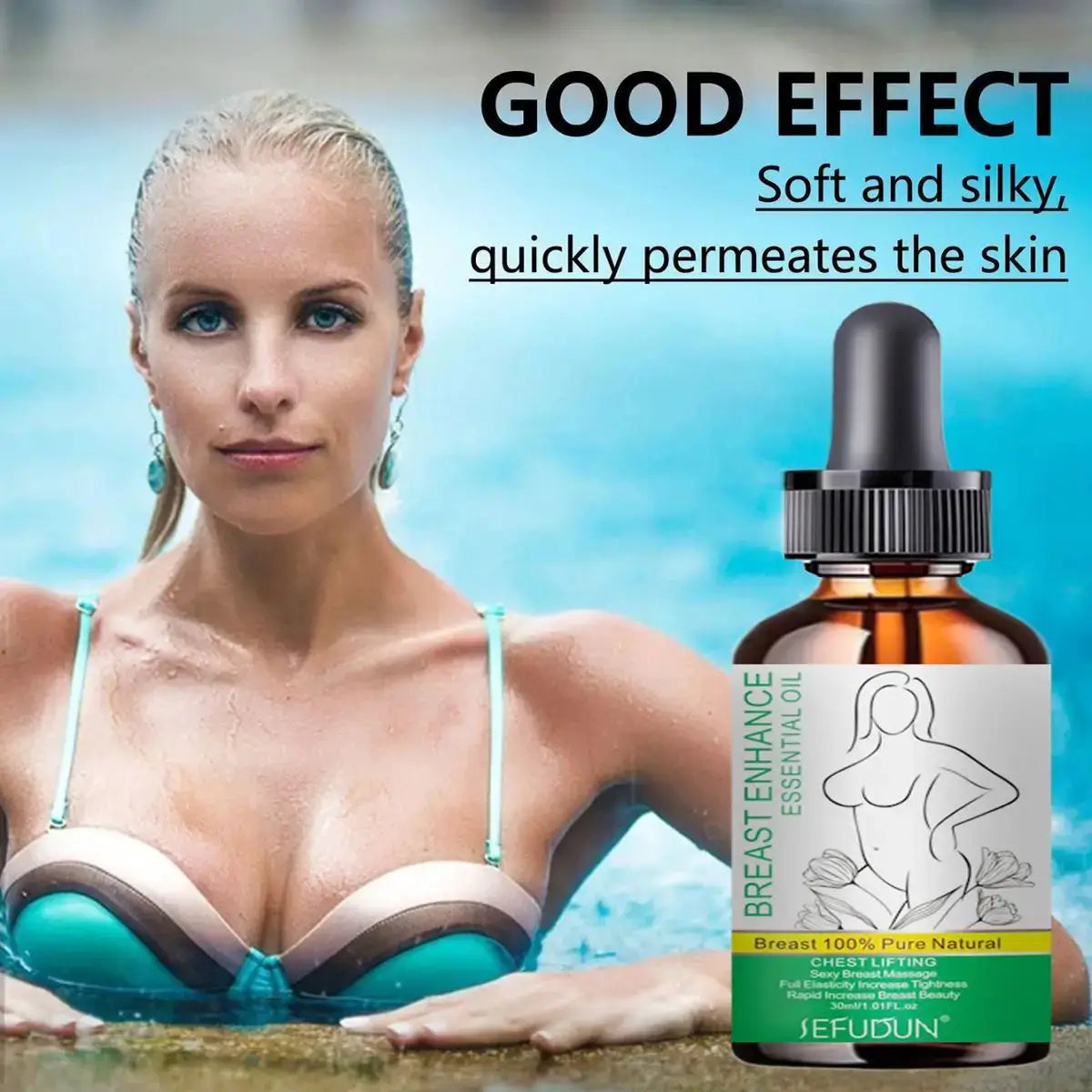 Nourishing breast enhancement oil that supports firmness, elasticity & natural growth. A body care essential for women’s confidence.