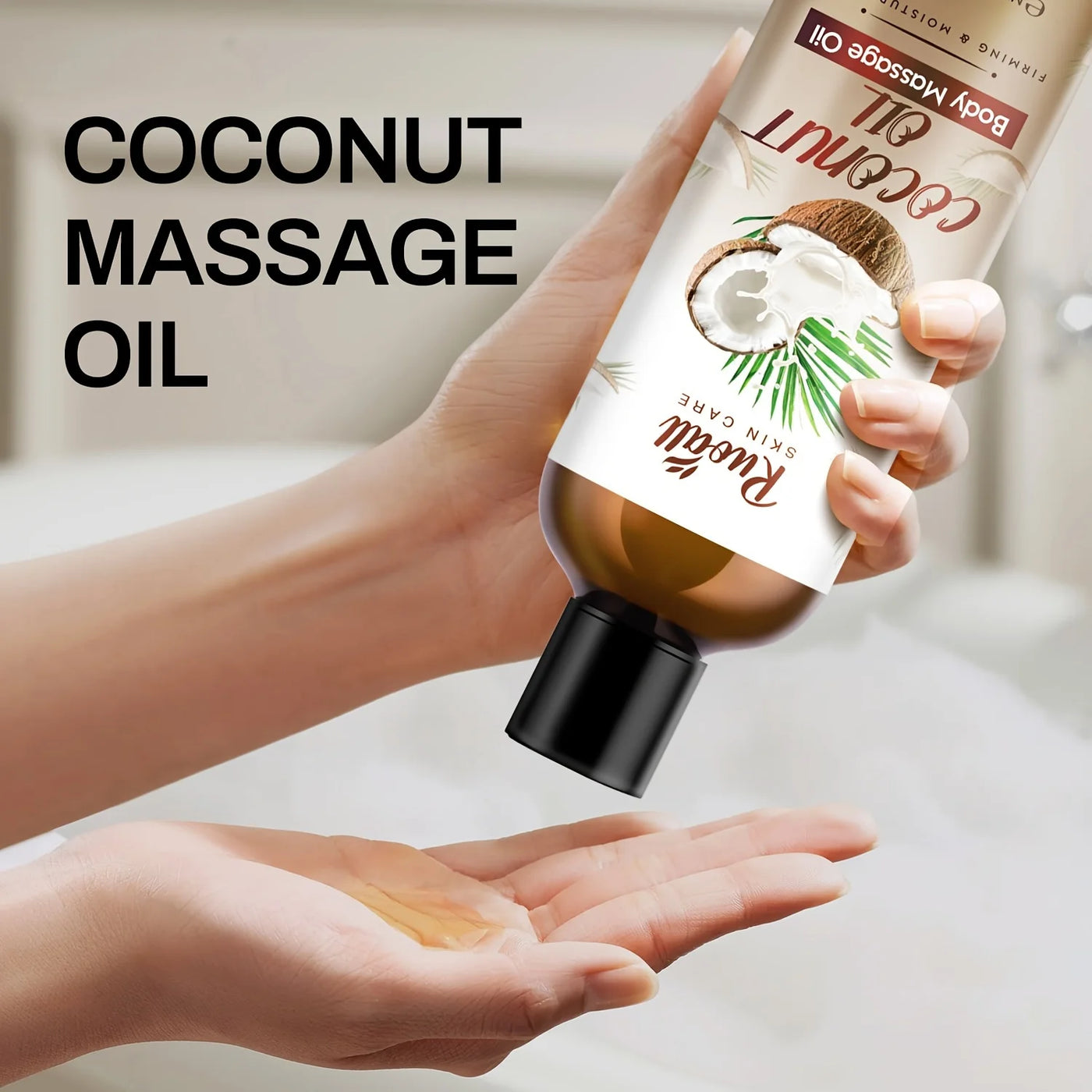 Rich coconut massage oil with lasting fragrance. Nourishes, hydrates & relaxes the body while enhancing skincare naturally.