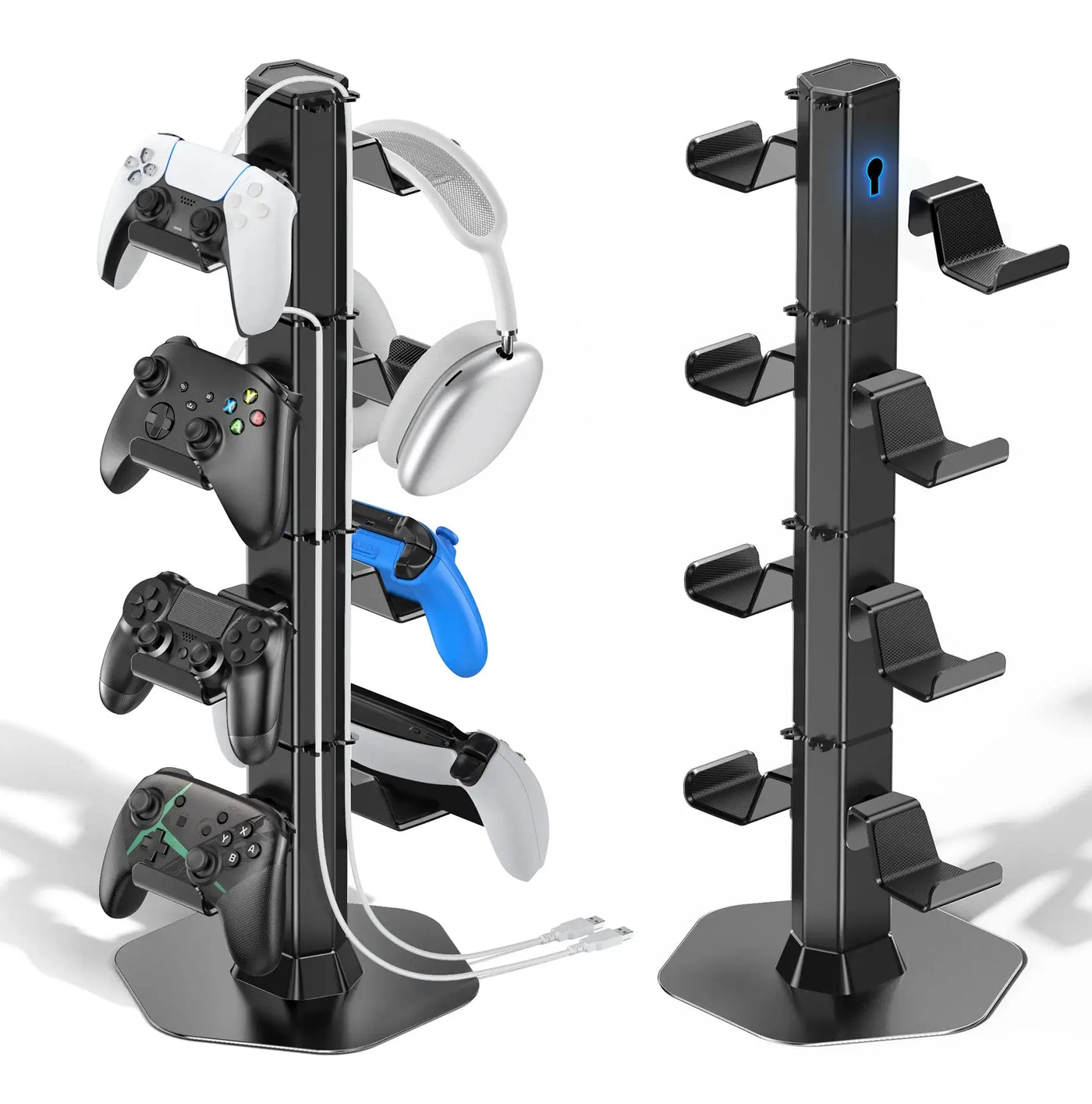Organize your gaming setup with Frost Glow Cosmetics universal controller & headset holder. Fits Xbox, PS5, PS4, Switch & more.