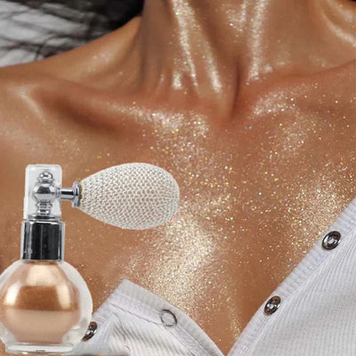 Frost Glow Cosmetics Diamond Highlighter Spray. Waterproof glitter powder for face & body contour, bronzing & luminous glow.