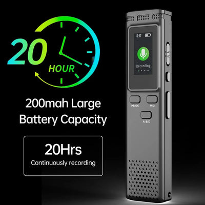 Frost Glow Cosmetics digital voice recorder with 64GB/16GB/8GB storage, voice activation, noise reduction & 288hrs playback.