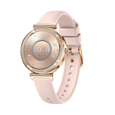 Stay stylish with Frost Glow Cosmetics Women’s Smartwatch – wireless calls, sport modes, IP68 waterproof, fitness tracker & metal strap.