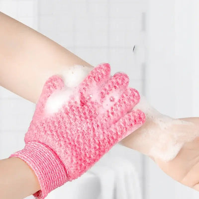 Exfoliating bath gloves for body & face. Improve circulation, remove dead skin & leave skin soft, smooth & refreshed.
