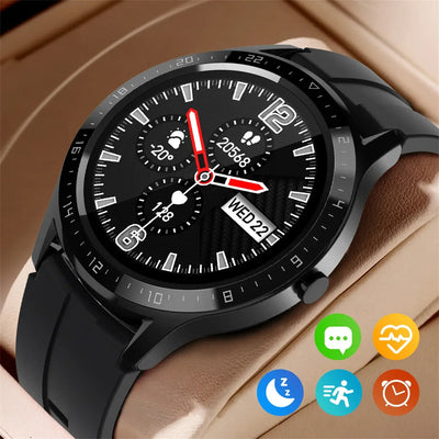 Frost Glow Cosmetics 1.28" HD fitness tracker smartwatch with health monitoring, sports modes & IP67 waterproof design.