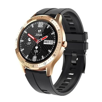 Frost Glow Cosmetics 1.28" HD fitness tracker smartwatch with health monitoring, sports modes & IP67 waterproof design.