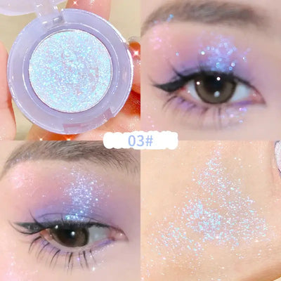 Frost Glow Cosmetics embossed highlighter on radiant skin, showcasing a shimmering finish and glowing complexion.