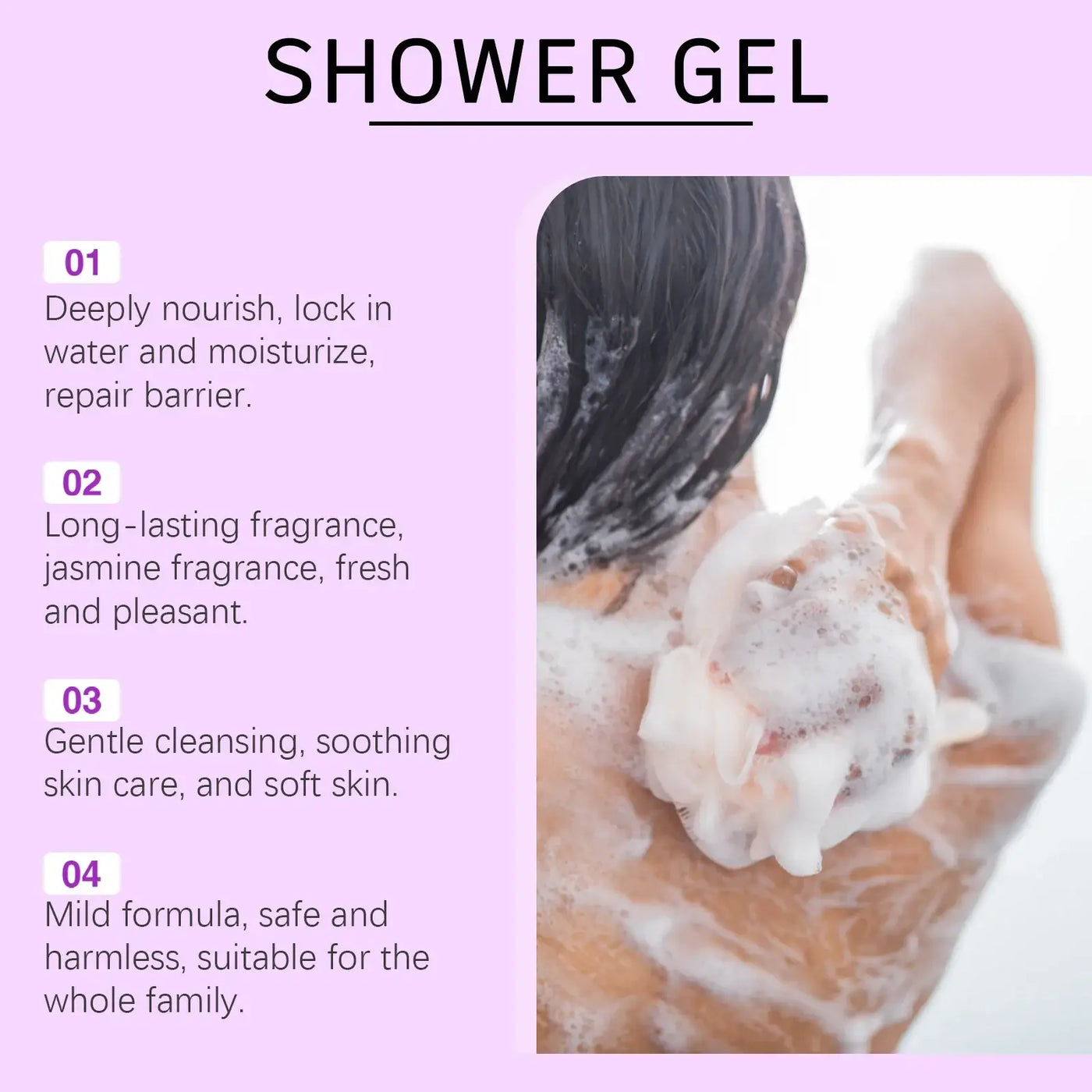 Roxelis Date Woman Shower Gel in 100ml bottle with lathered skin, promoting body wash moisture and luxury oils.