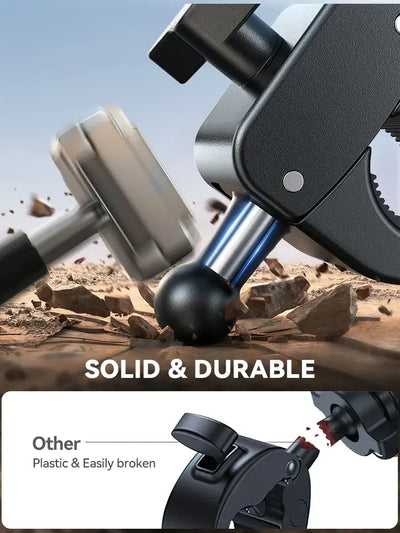 Frost Glow Cosmetics Joyroom motorcycle phone holder. Anti-vibration mount for 4.7–7" phones, secure handlebar bike accessory.