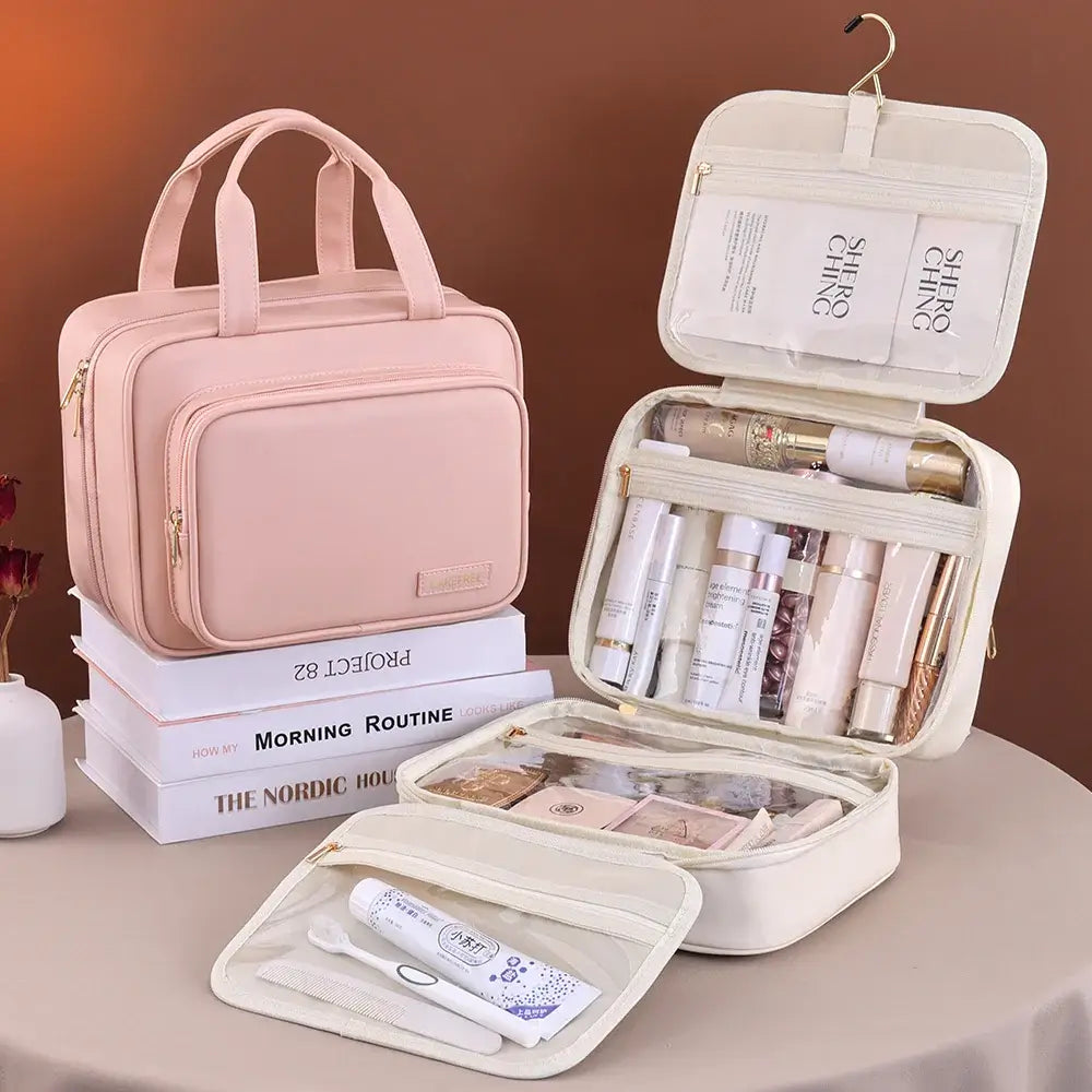 Spacious PU cosmetic & toiletry bag for women. Durable, portable & perfect for travel or daily storage. Shop Frost Glow Cosmetics organizers today!