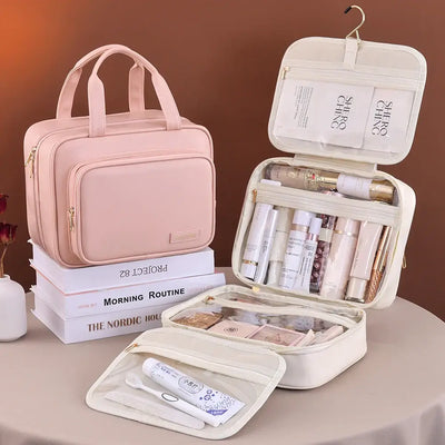 Spacious PU cosmetic & toiletry bag for women. Durable, portable & perfect for travel or daily storage. Shop Frost Glow Cosmetics organizers today!