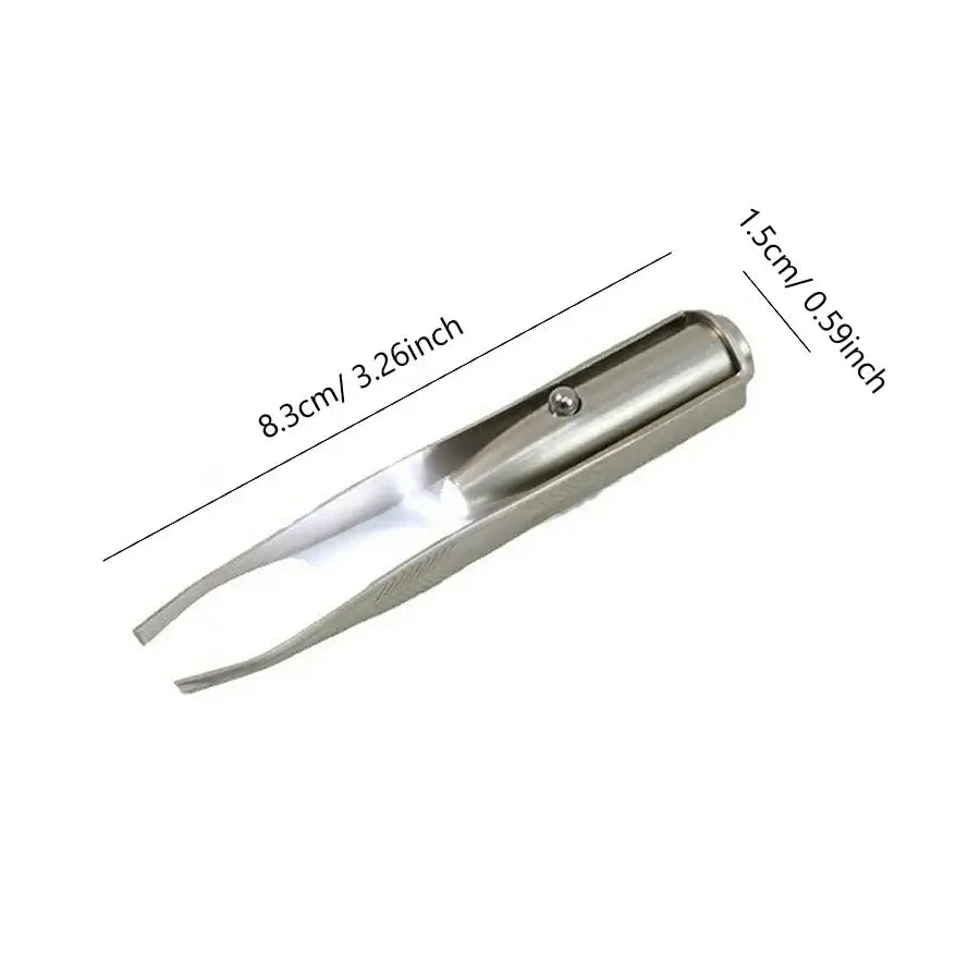 LED lighted tweezers for precise eyebrow shaping. Durable stainless steel design with illumination for accuracy. Shop Frost Glow Cosmetics today!