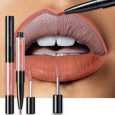 Frost Glow Cosmetics lip liner and matte liquid lipstick on beautifully defined lips, showcasing deep burgundy shades.