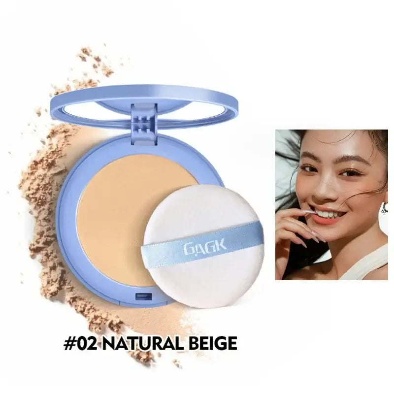 Frost Glow Cosmetics Loose Powder shades: #01 Classic Ivory, #02 Natural Beige, #03 Pure Beige displayed with models.