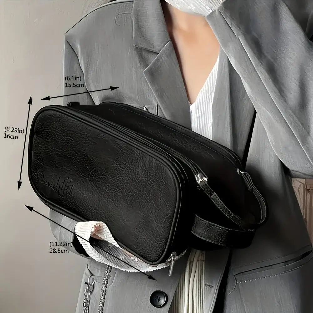 Luxury PU makeup pouch with large capacity. Multi-functional, odorless & portable cosmetic organizer for travel & daily use. Shop Frost Glow Cosmetics.