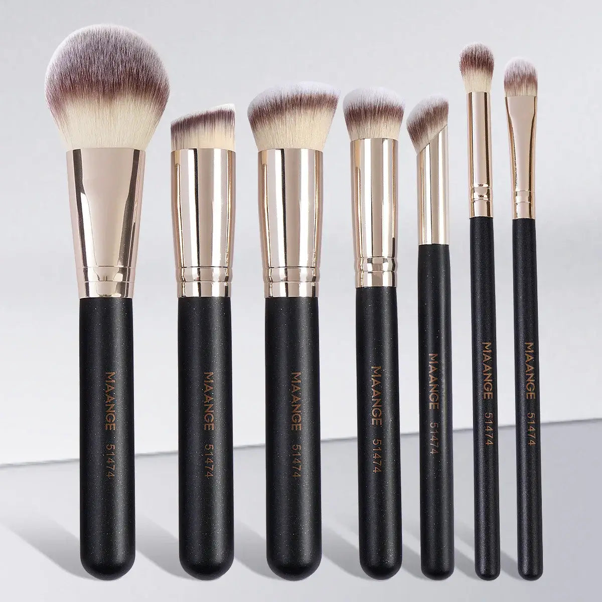 Soft bristle MAANGE 7pcs makeup brush set for flawless blending of foundation, blush & concealer. Shop premium beauty tools at Frost Glow Cosmetics.