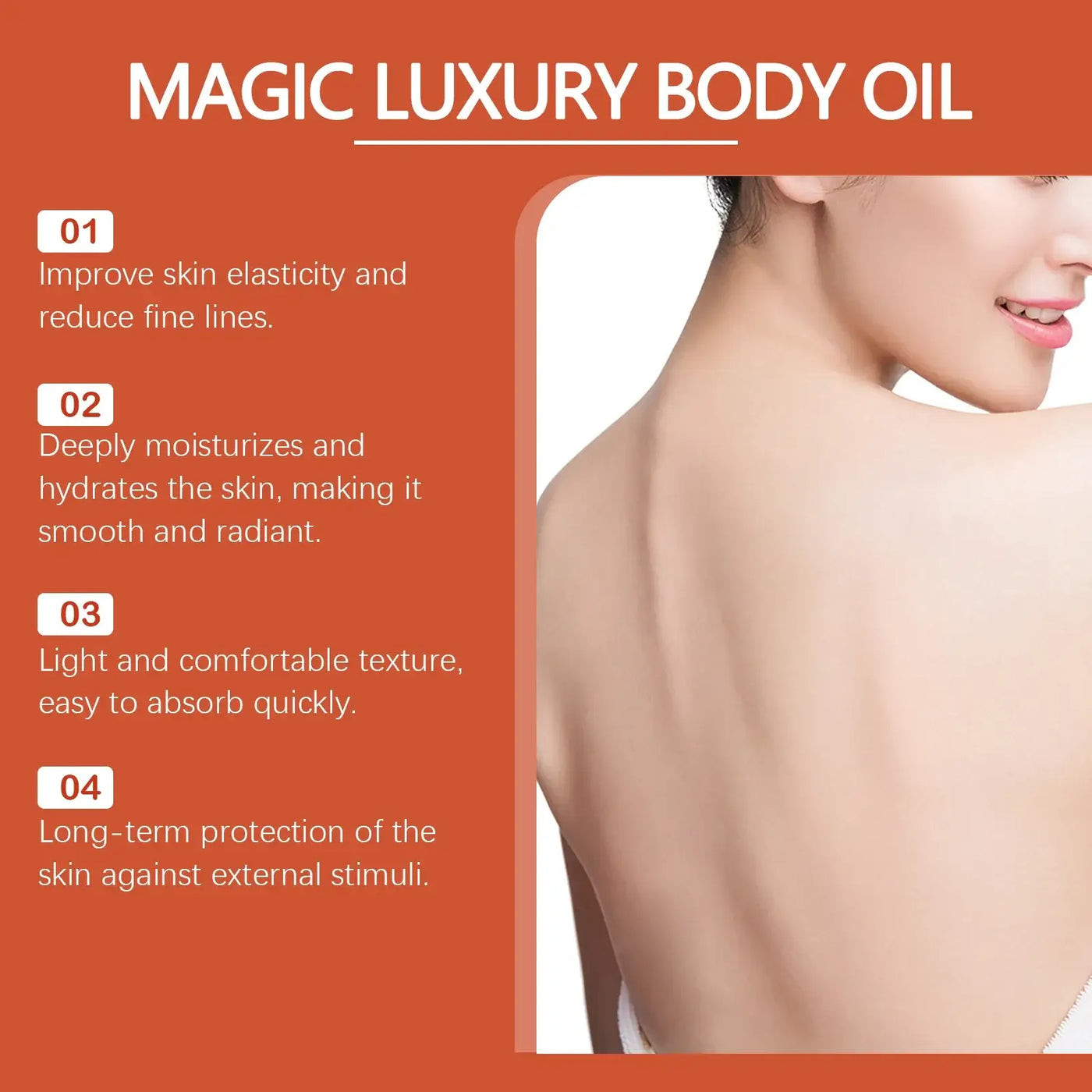 Luxury body oil that firms, smooths & fades fine lines. Deeply moisturizing, brightening & rejuvenating for radiant skin.