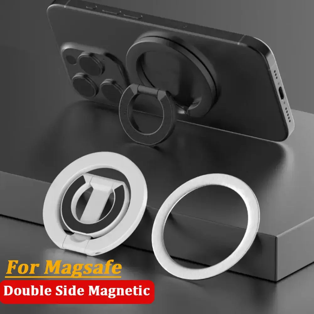 Frost Glow Cosmetics MagSafe double-sided phone ring holder. Portable folding stand, grip & support bracket for cellphones.