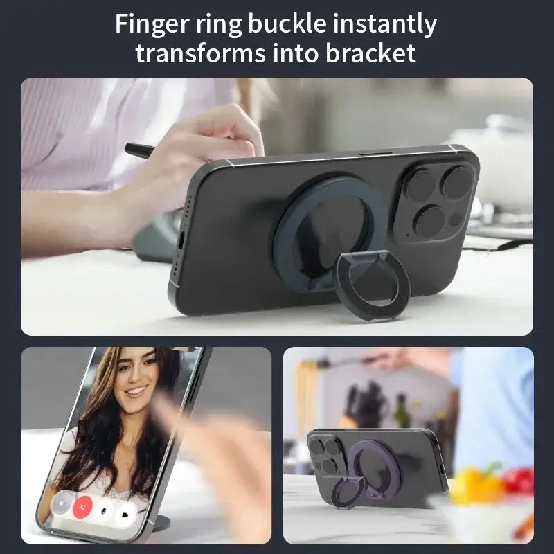 Frost Glow Cosmetics MagSafe double-sided phone ring holder. Portable folding stand, grip & support bracket for cellphones.