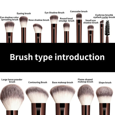 Professional 13pcs makeup brush set with kabuki, foundation, blush & eyeshadow brushes. Achieve flawless blending with Frost Glow Cosmetics.