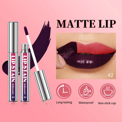 Frost Glow Cosmetics Matte Lip Ink. Long-lasting Korean lip tint with waterproof, peel-off matte finish for bold, smudge-free lips.