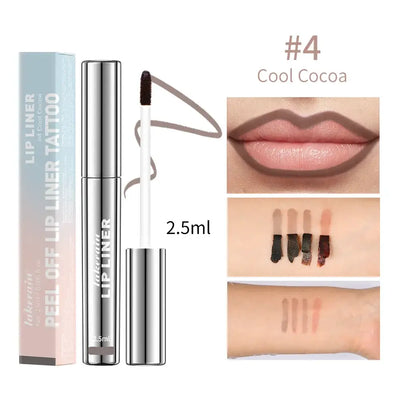 Frost Glow Cosmetics peel-off lip liner set features 4 waterproof, long-lasting shades. Moisturizes lips with a tattoo-effect finish.