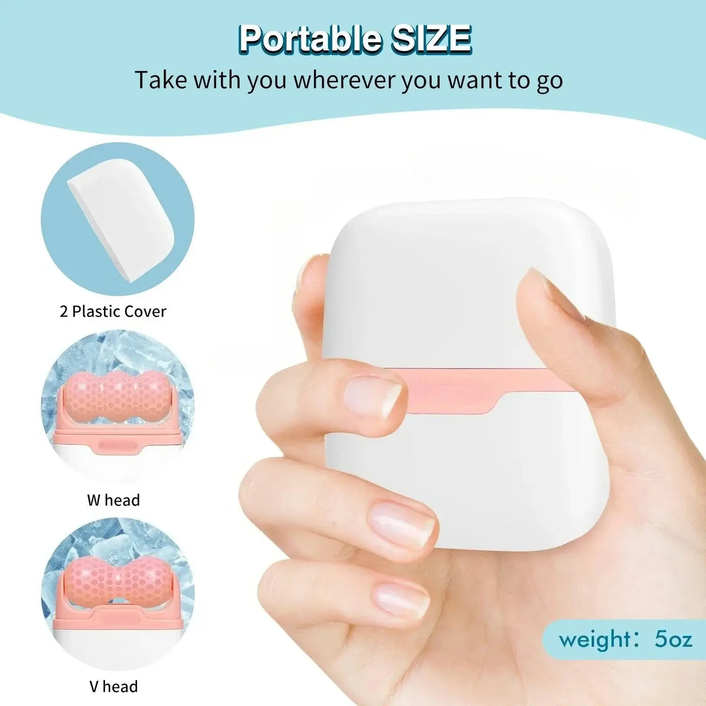 Dual-head ice roller for puffiness, migraines & skin tightening. Relieve tension & refresh your skin with Frost Glow Cosmetics beauty tools.