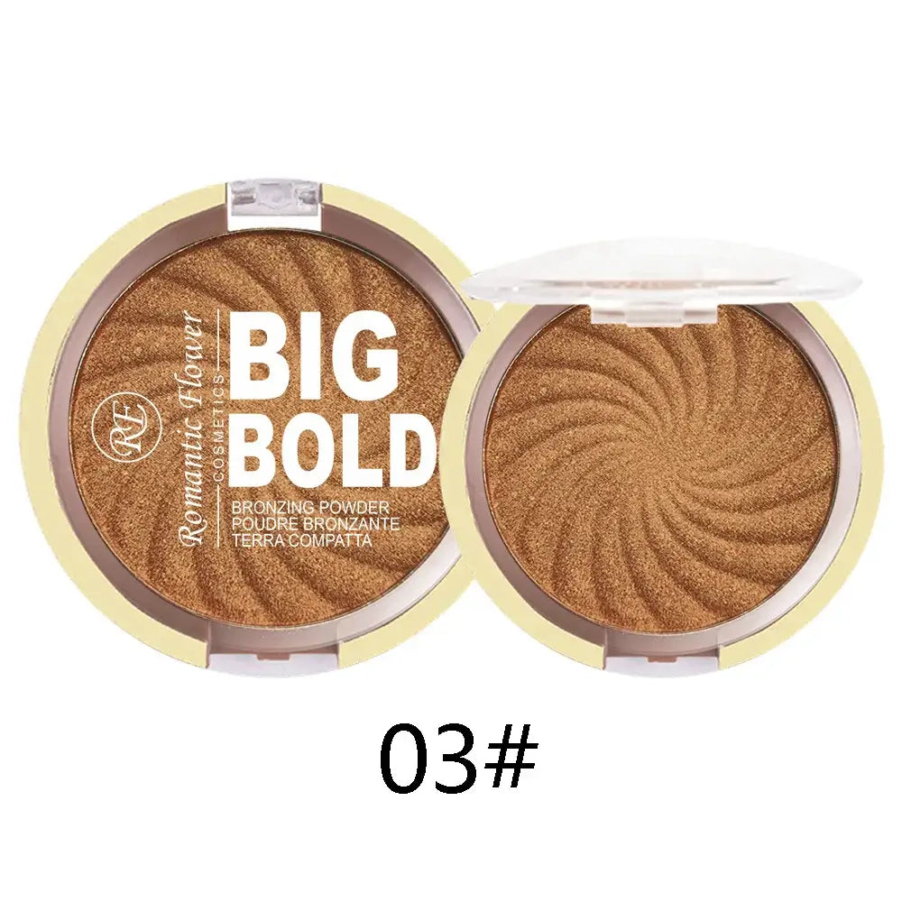 Frost Glow Cosmetics Pressed Powder with bronzer and highlighter showcased with models demonstrating a radiant glow.