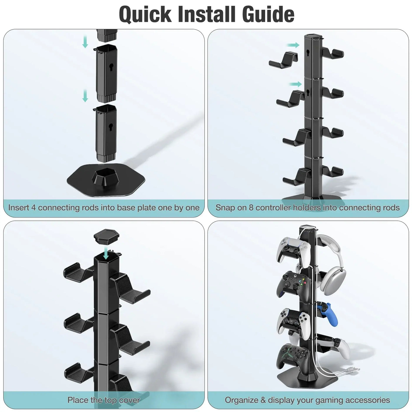 Organize your gaming setup with Frost Glow Cosmetics universal controller & headset holder. Fits Xbox, PS5, PS4, Switch & more.