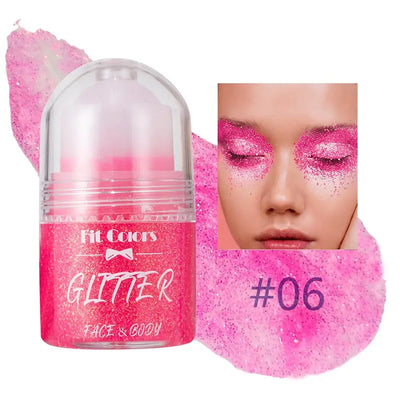 Frost Glow Cosmetics Rolling Ball Gel in various colors, showcasing shimmering effects on face and body for a glowing look.