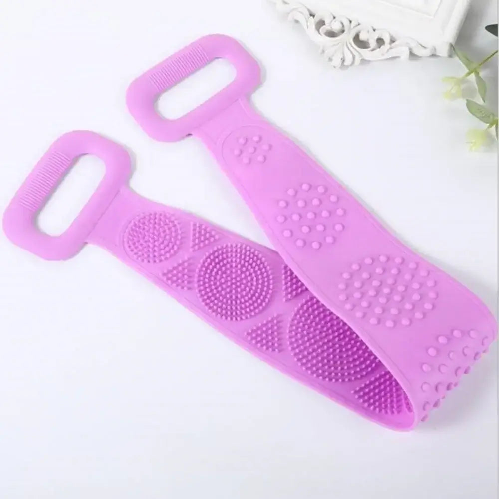 Durable silicone body scrubber with back brush for exfoliation & massage. Gentle, hygienic & long-lasting bath sponge alternative.