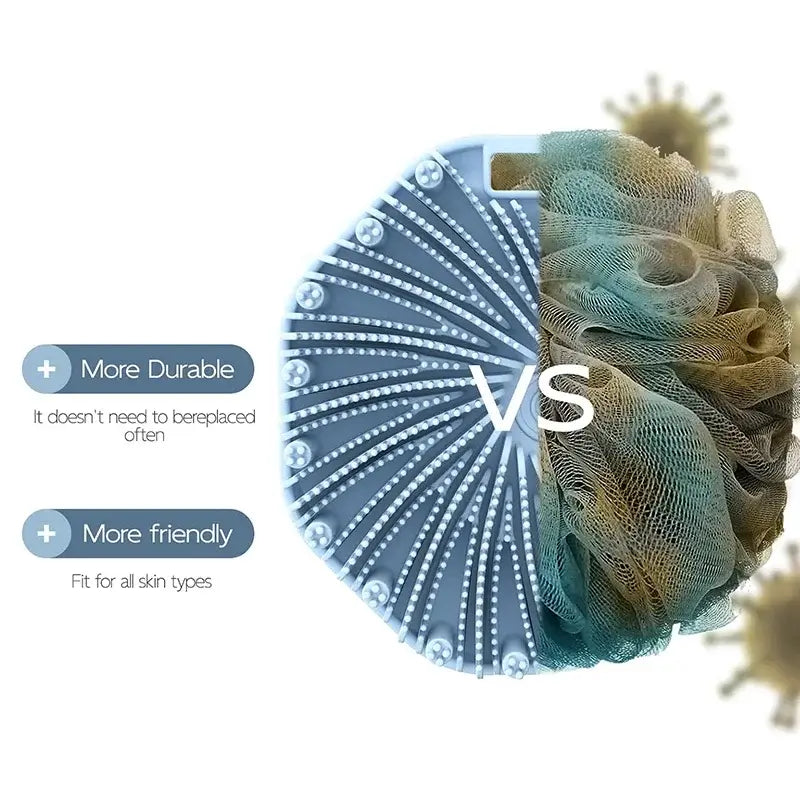 Durable silicone body scrubber for effective exfoliation. Cleanses, massages & smooths skin for a refreshing shower experience.