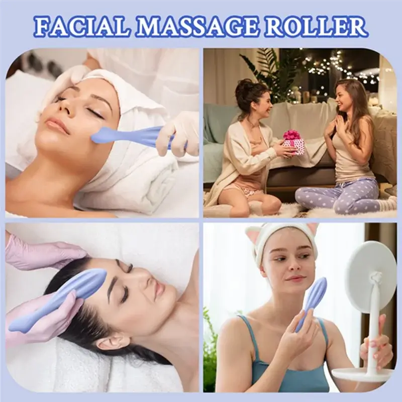 Relax & refresh with the silicone facial massage roller. Helps reduce puffiness, tiredness & sculpt face curves. Shop Frost Glow Cosmetics skincare tools.