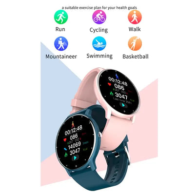 Frost Glow Cosmetics women’s smart watch with IP67 waterproof design, real-time weather, WhatsApp alerts & fitness tracking.